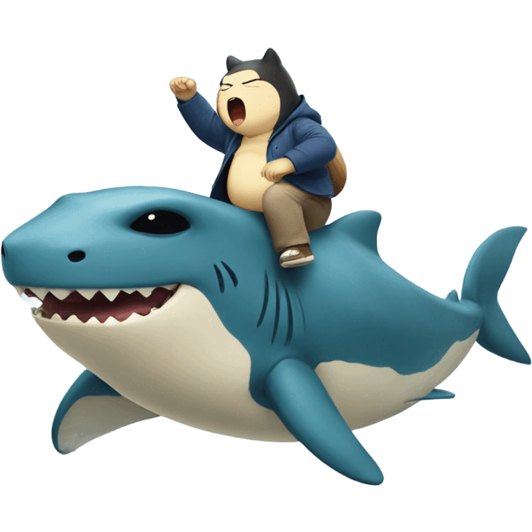 Snorlax riding a shark emoji