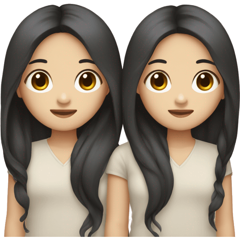 Korean twins with long dark hair  emoji