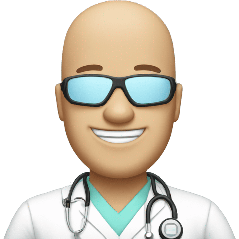 Bald male Nurse wearing face mask and goggles  giving thumbs up emoji