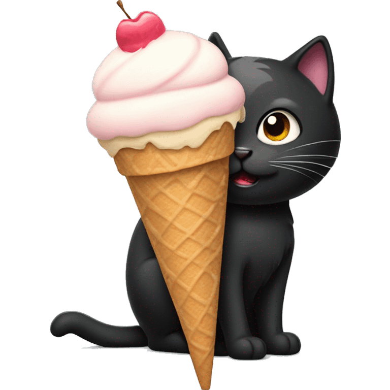 black cat with ice cream emoji