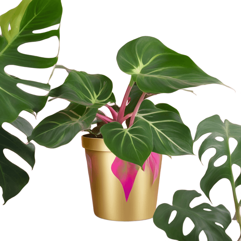 Philodendron pink princess in gold pot emoji