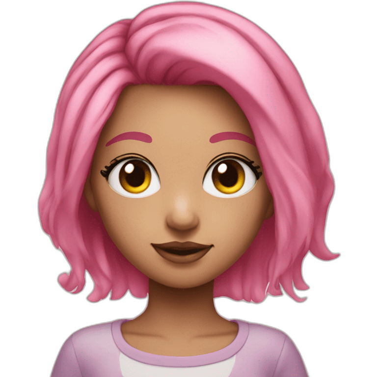 Girl rainbow eyes pink hair emoji