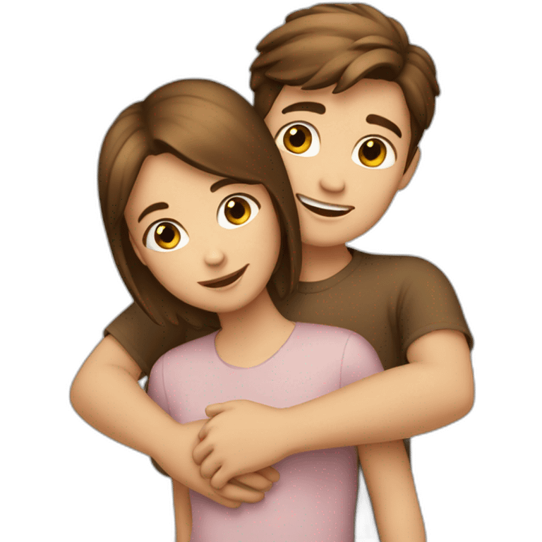 boy-brown-hair hug girl with brown-hair emoji