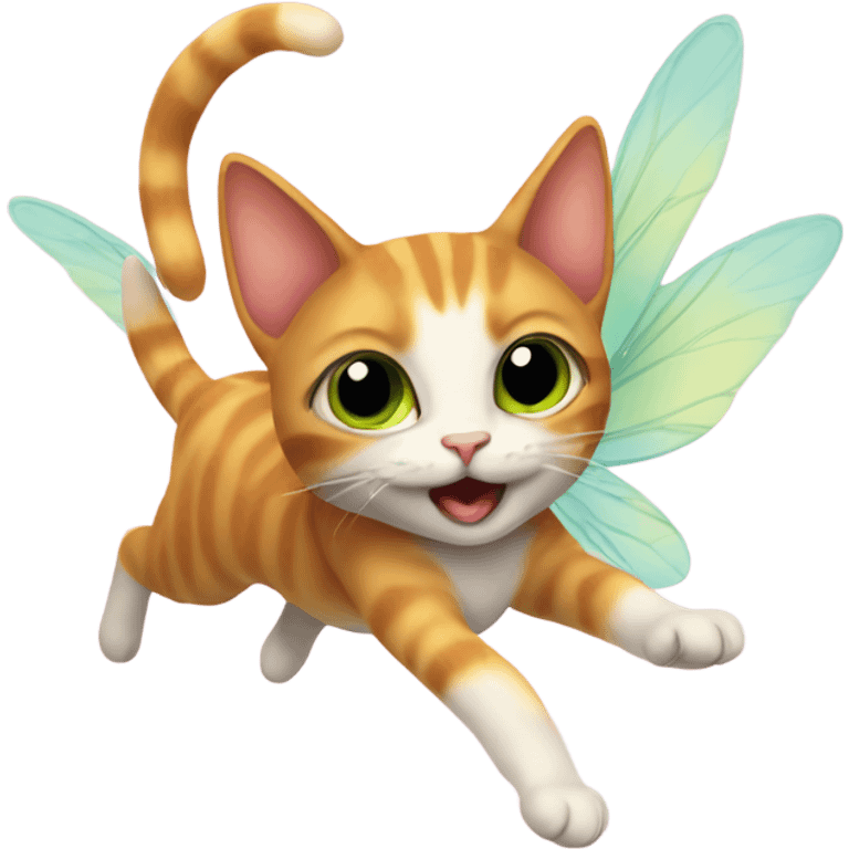 Fairy cat mid flight 4 legs emoji