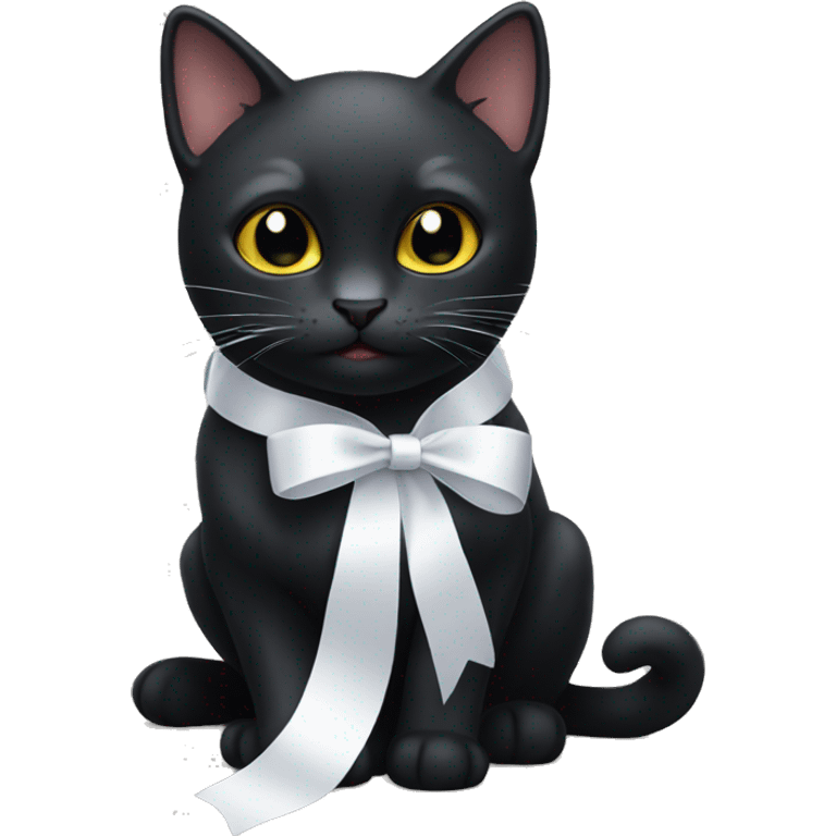 black cat with white ribbon emoji