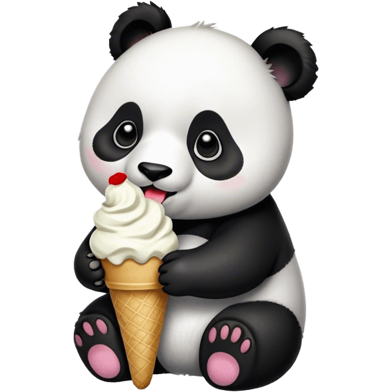 Panda eating ice cream emoji