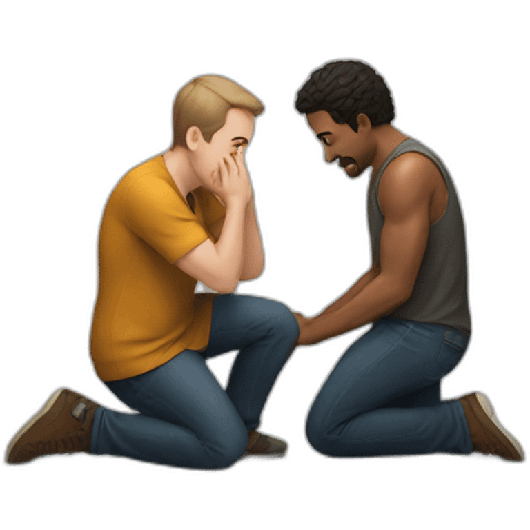 man on knees facing man emoji