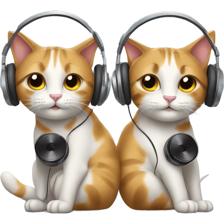 two cats listening to music emoji