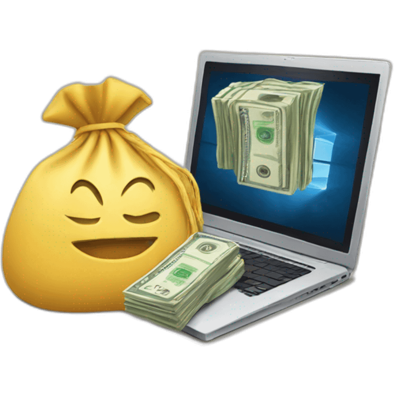 laptop and money bag emoji