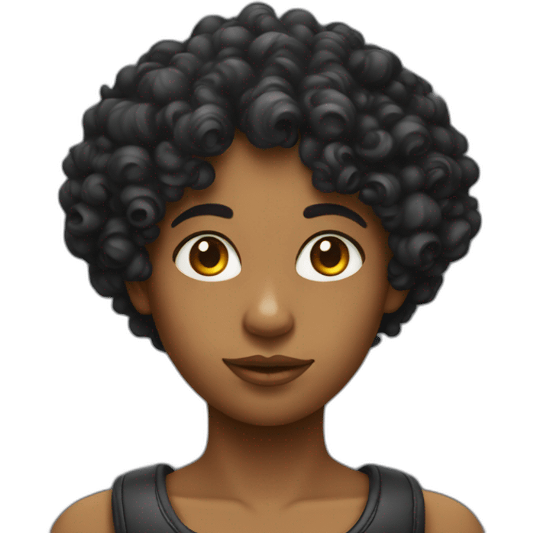 Curly head black Angel with halo emoji