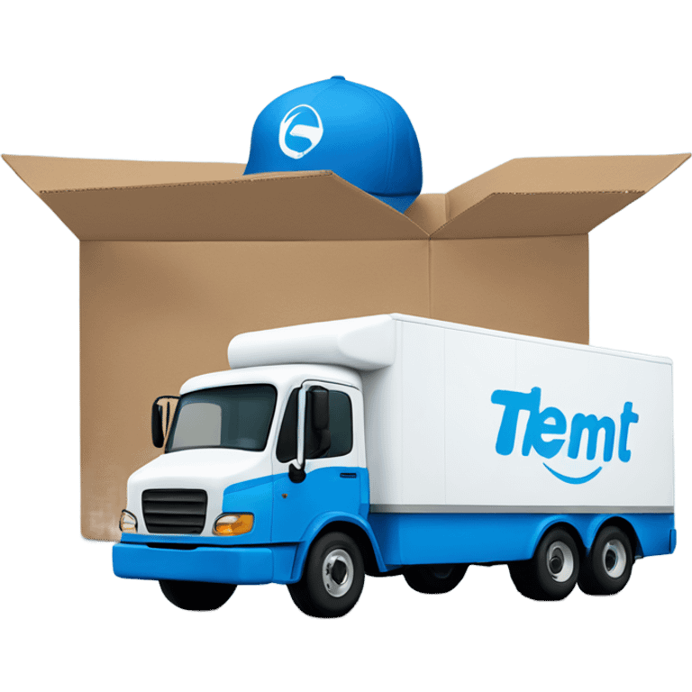 Blue Amazon delivery truck with signature logo emoji