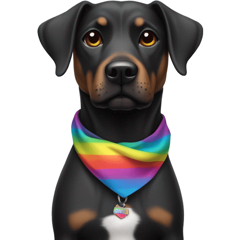 all black mongrel dog with rainbow bandana  emoji