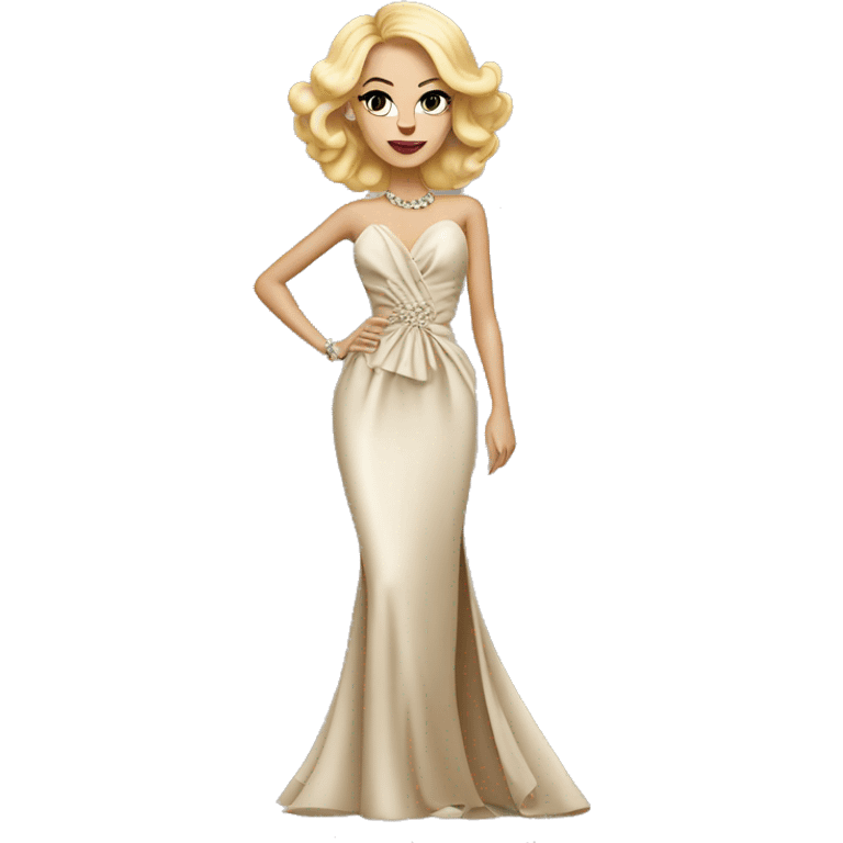 Blonde woman in Haute couture full body emoji