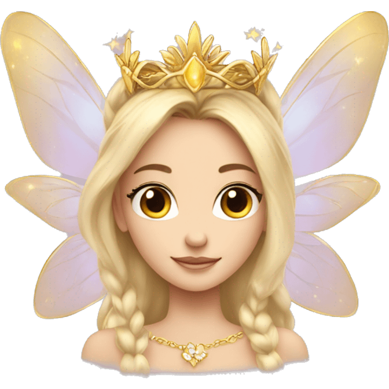 Pretty fairy princess a tiara and golden wings  emoji