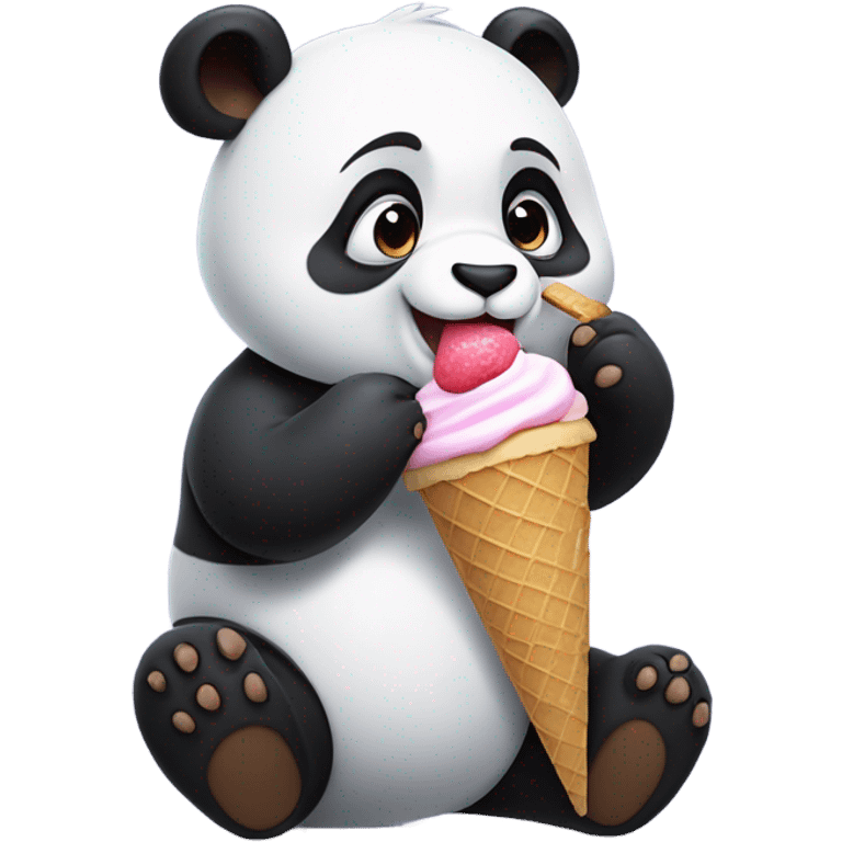 Panda eating ice cream emoji