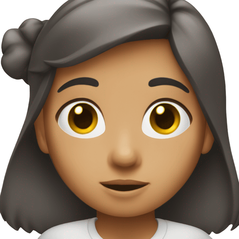 brunette girl with seapking bubble over the head emoji