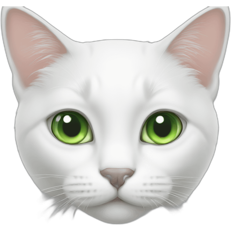 White cat with green eyes emoji