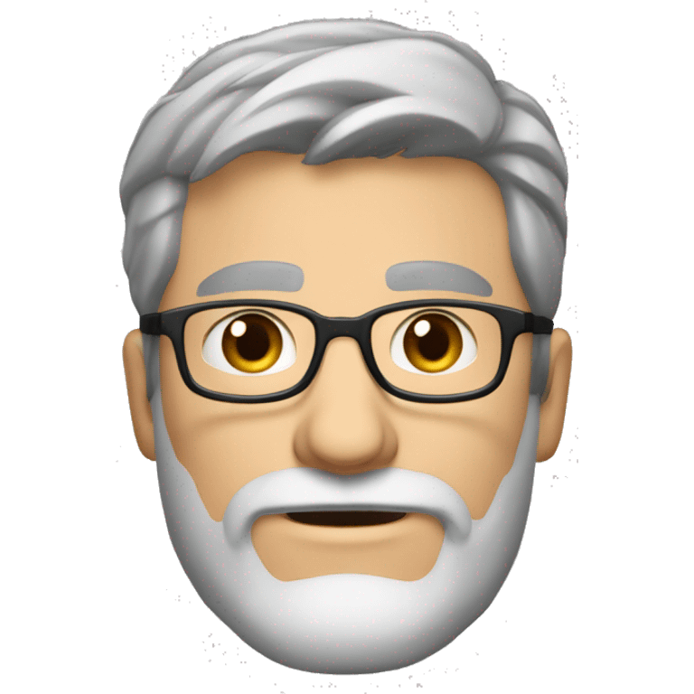 Caucasian man 40. brown eyes. short hair and short gray beard. disheveled without parting. black glasses emoji