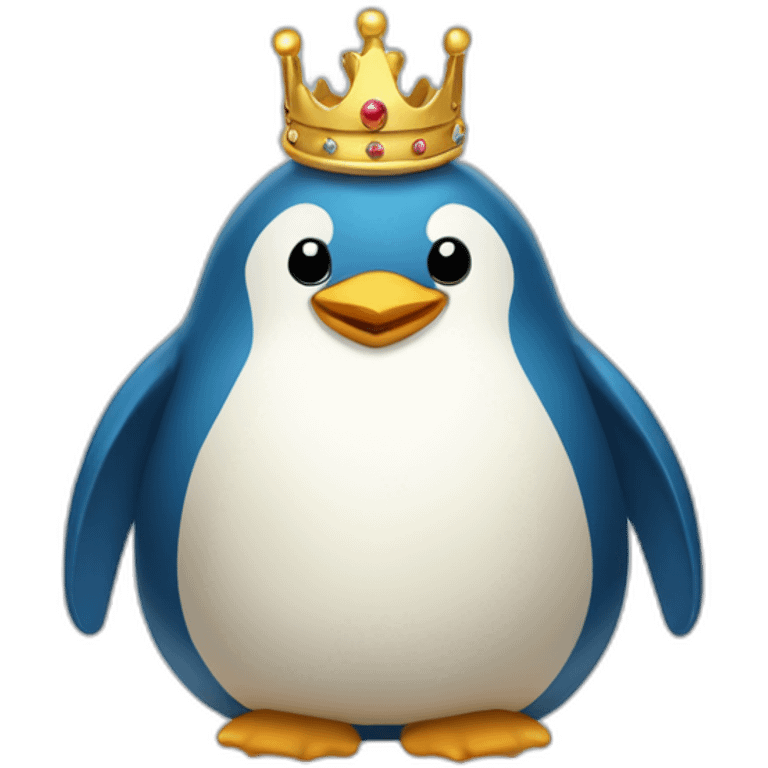 kawaï blue pudgy penguin wearing a golden crown emoji