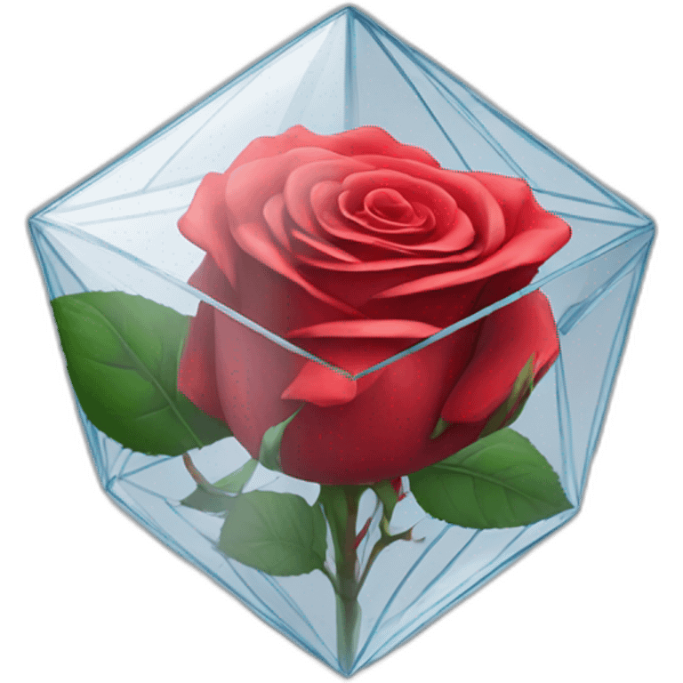 Red Rose in glass octahedron emoji