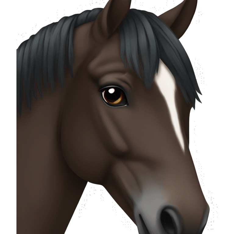 dark brown Hanoverian horse with a short black mane emoji