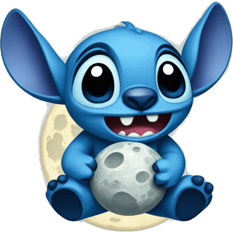 Stitch on moon emoji