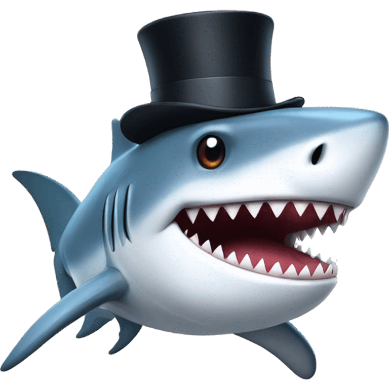 Shark with a top hat emoji