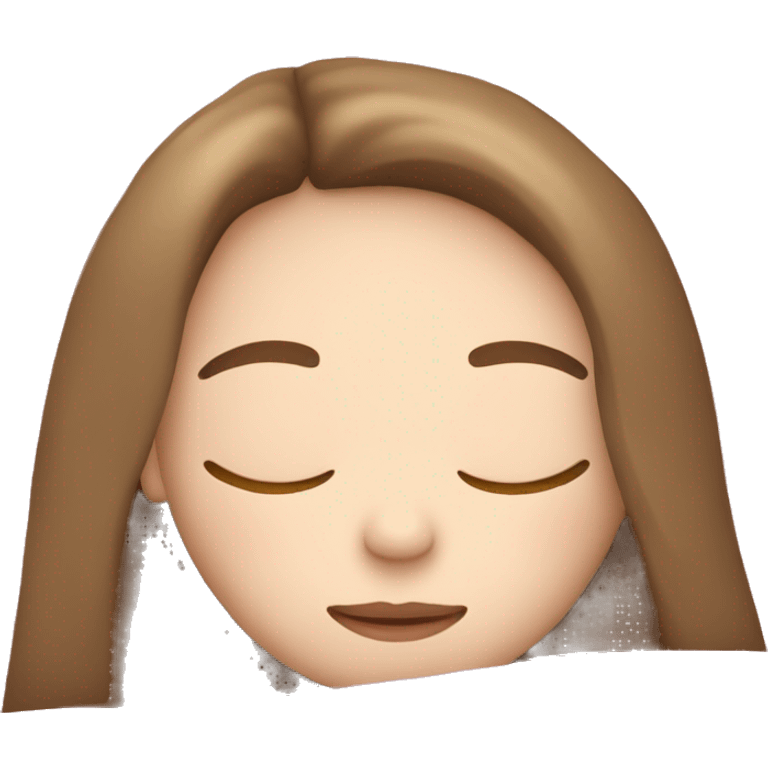 Light brunette straight hair, pale skin, blue eyed girl sleeping with pink pillows  emoji