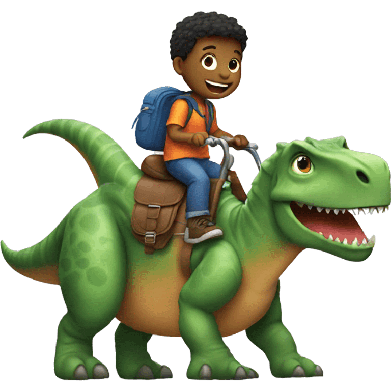 a boy riding a dinosaur emoji