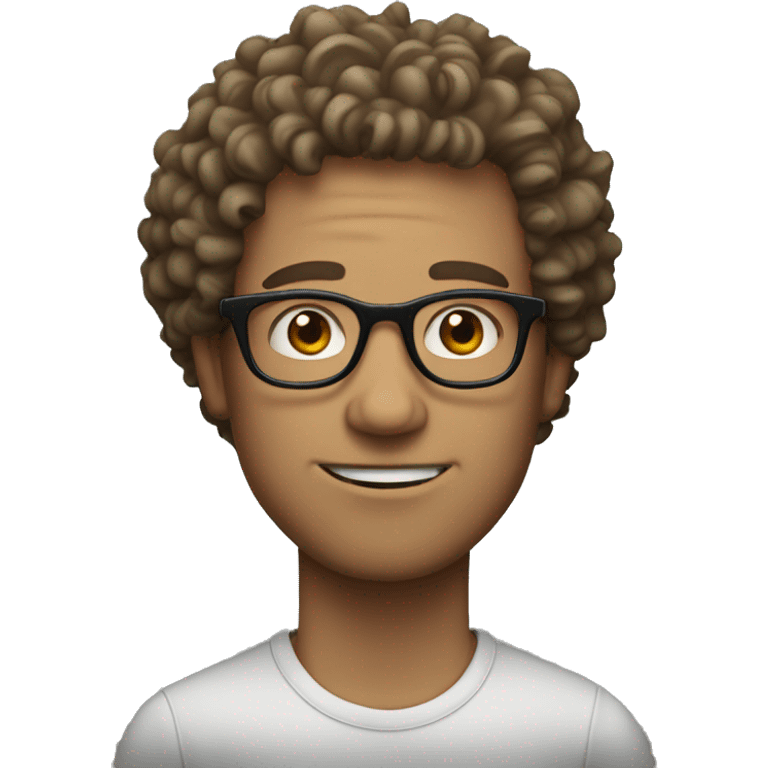 White guy, with curly hair, and big thin round glasses emoji