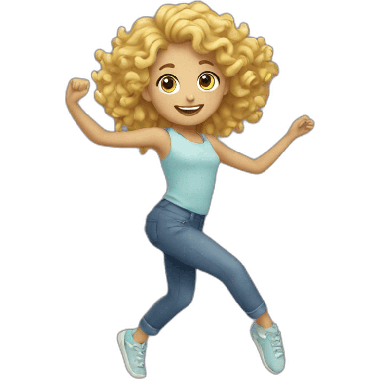 Curly blond girl dancing emoji