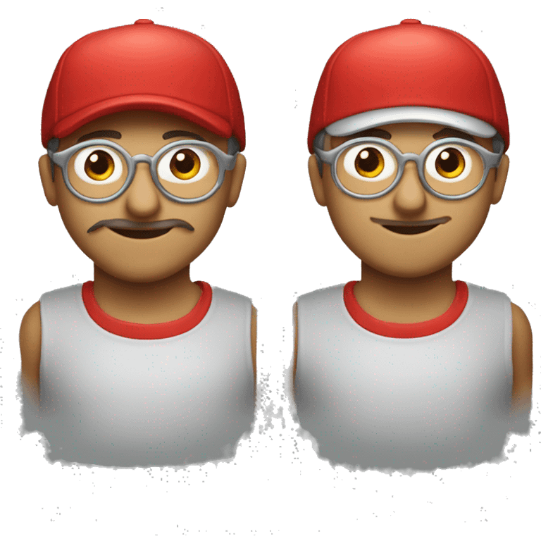 A man wearing round silver glasses and a red cap that says "LAMPE DSM" on it emoji