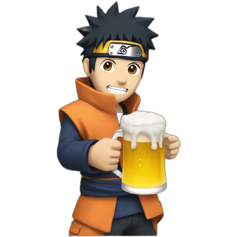 Naruto holding a beer emoji