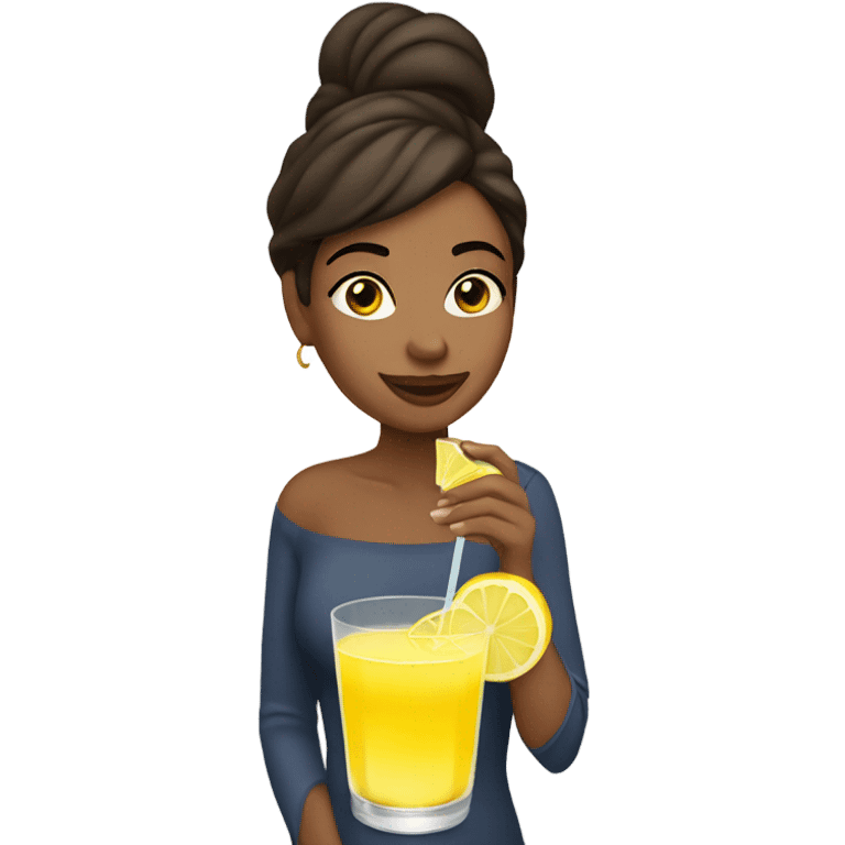 Brown woman sipping lemon drop emoji