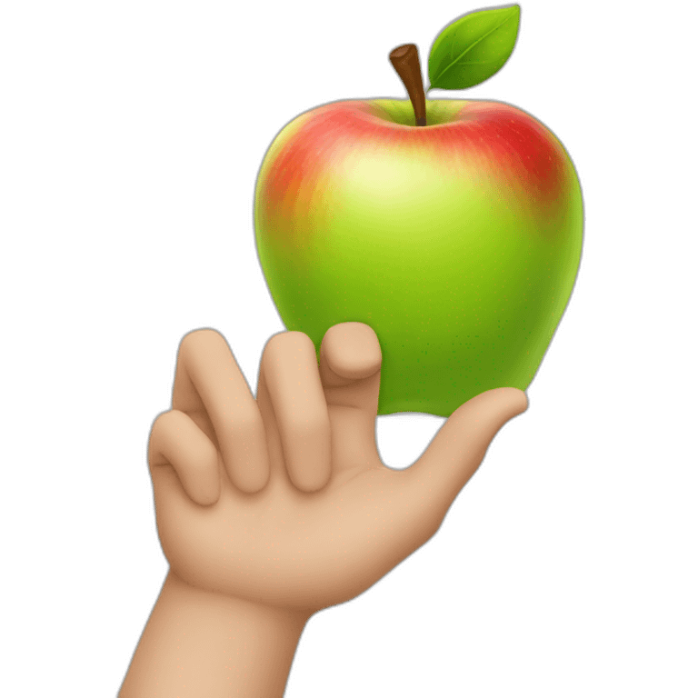 hand and apple emoji