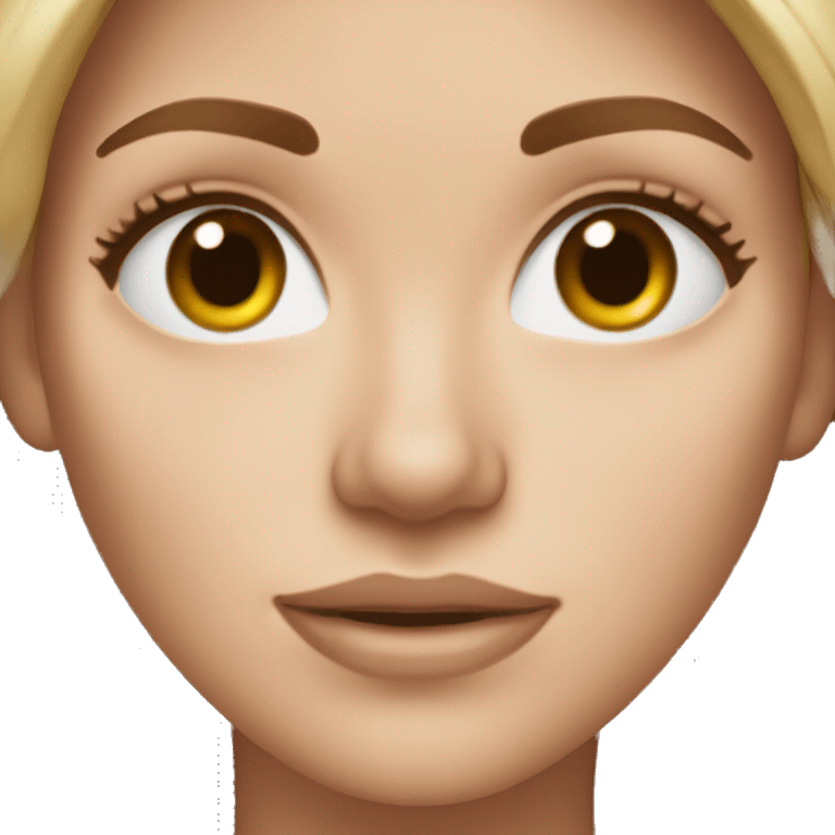 White woman with dirty blond hair, brown eyes, and freckles, rosy cheeks  emoji