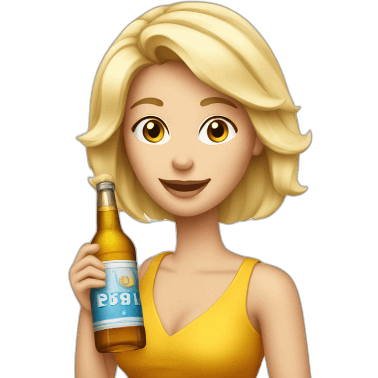 Femme blonde avec une bouteille d’alcool emoji