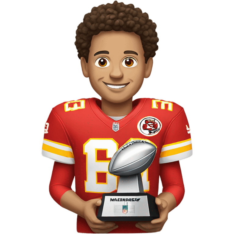 Mahomes with Super Bowl trophy emoji