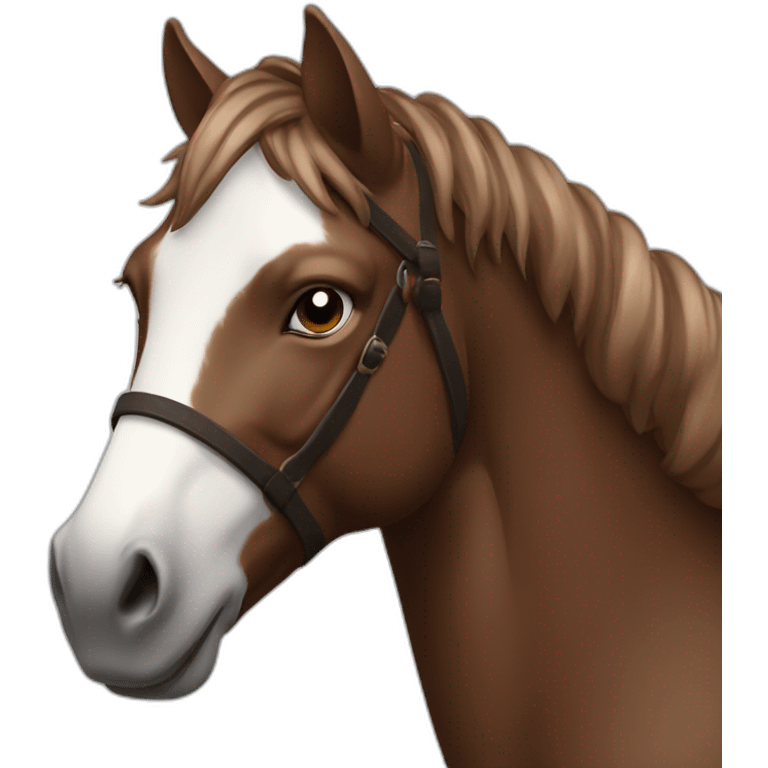 Tête de Cheval marron foncé et blanc emoji