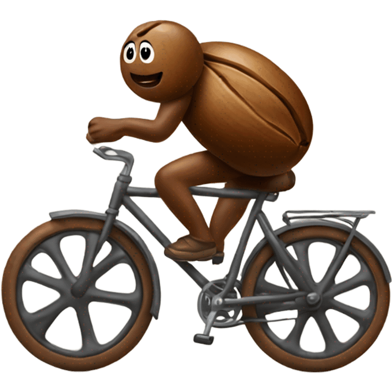 Coffee bean riding a bicycle  emoji