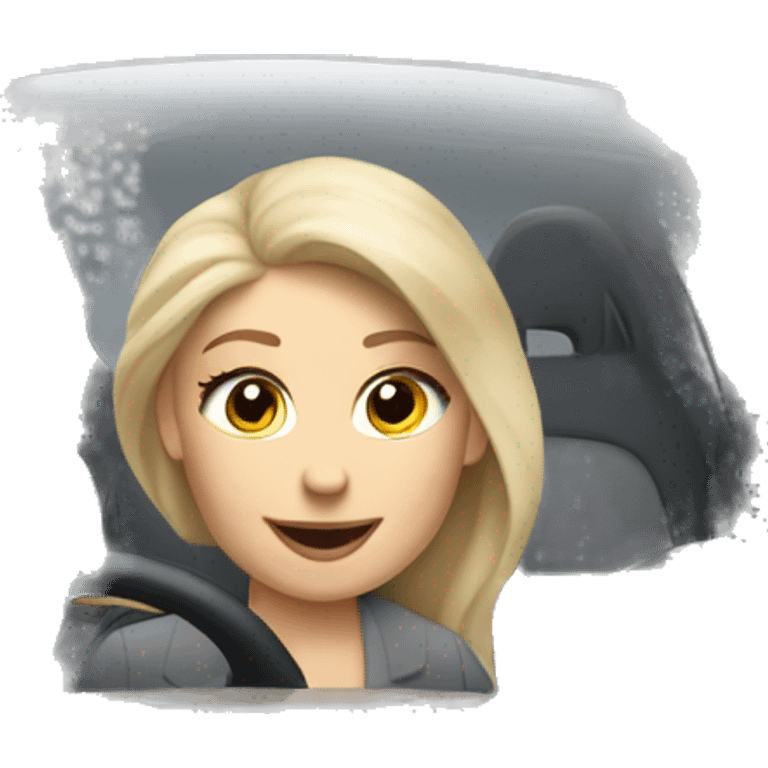 Blonde woman driving gray Tesla model three emoji