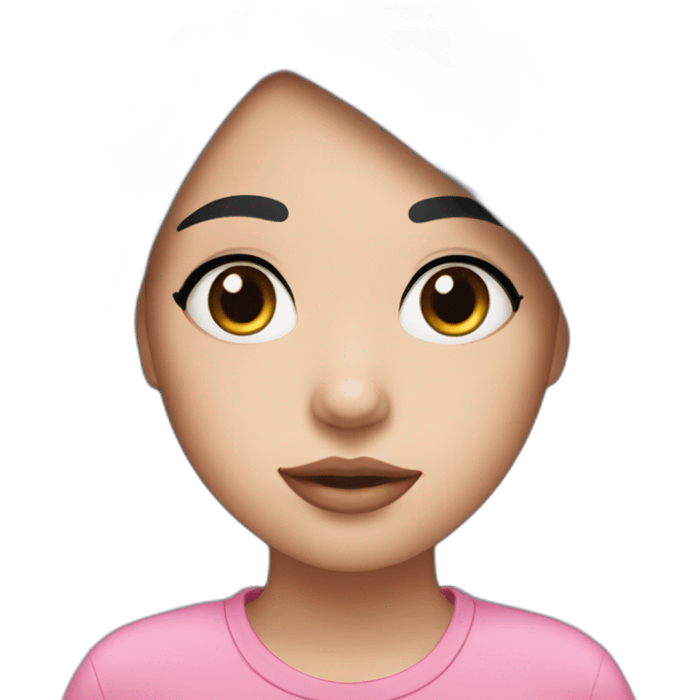 A girl with black hair and eyelashes and pink cheeks  emoji