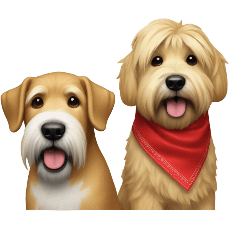 Donald trump and wheaten terrier wearing a red bandana emoji