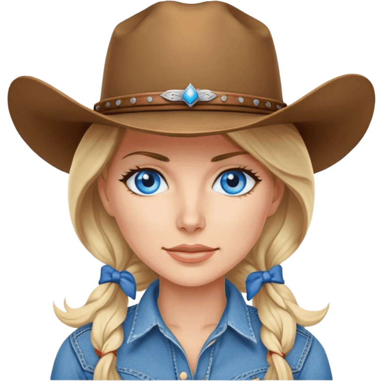 Caucasian cowgirl with blue eyes emoji