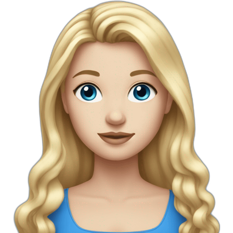 White girl. Long blonde hair. Blue eyes. Blue dress emoji