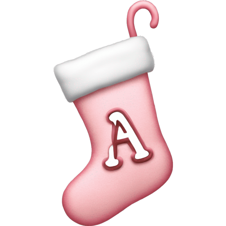 Light pink Christmas stocking with letter A emoji