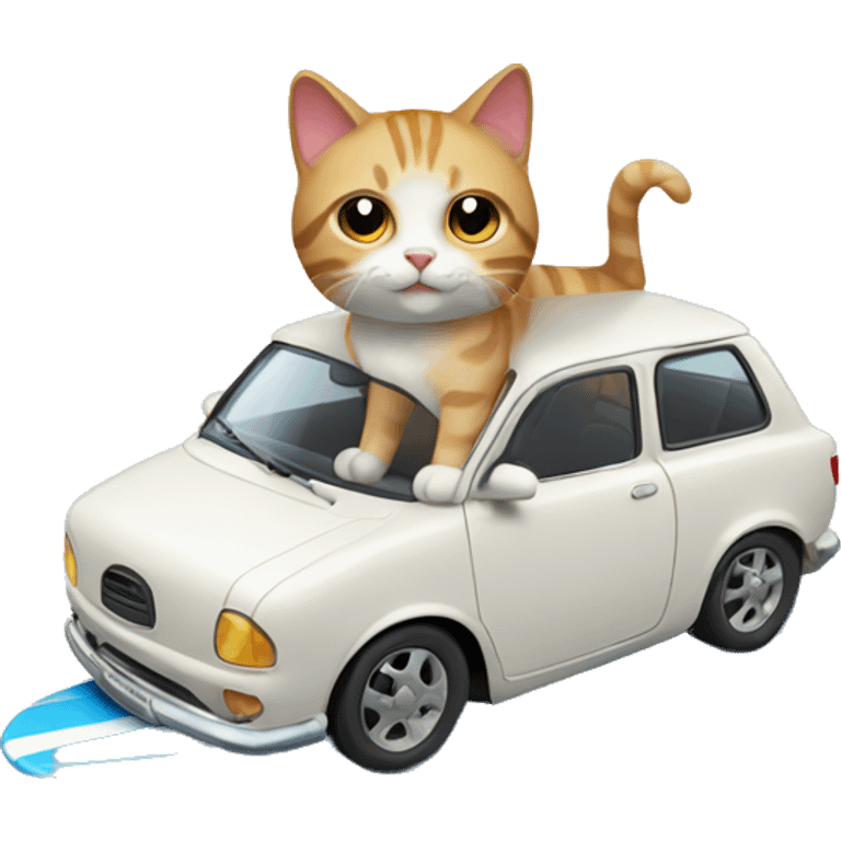 cat with surfing car emoji