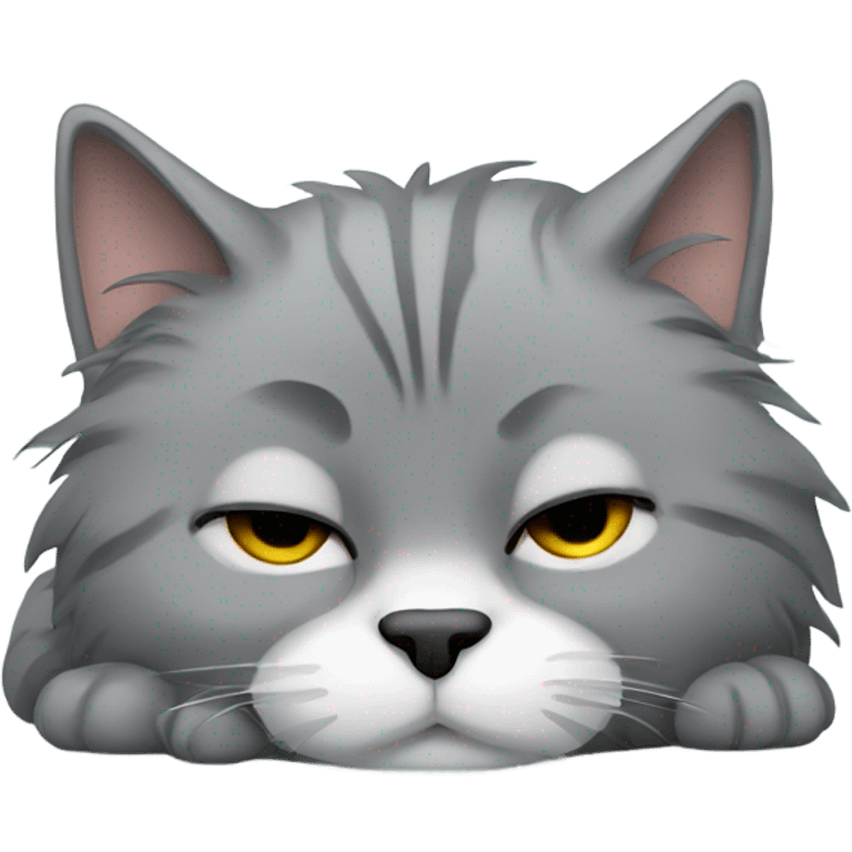 Grey fluffy cat sleeping emoji