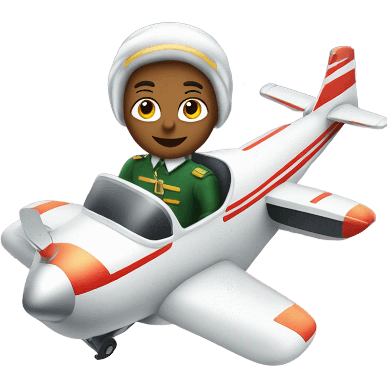 Christmas pilot flying a small two passenger with light skin plane wishing merry Christmas emoji