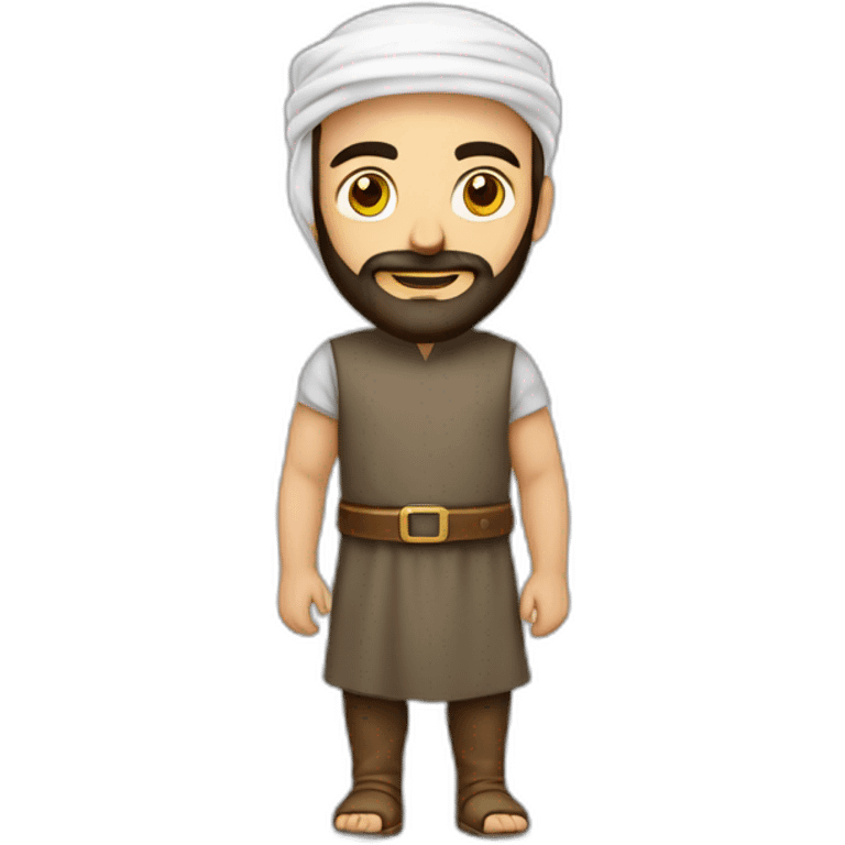 Homme arabe barbu avec arme et robe à carreau emoji